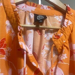 Bobeau Orange and Pink Floral Blouse 3x